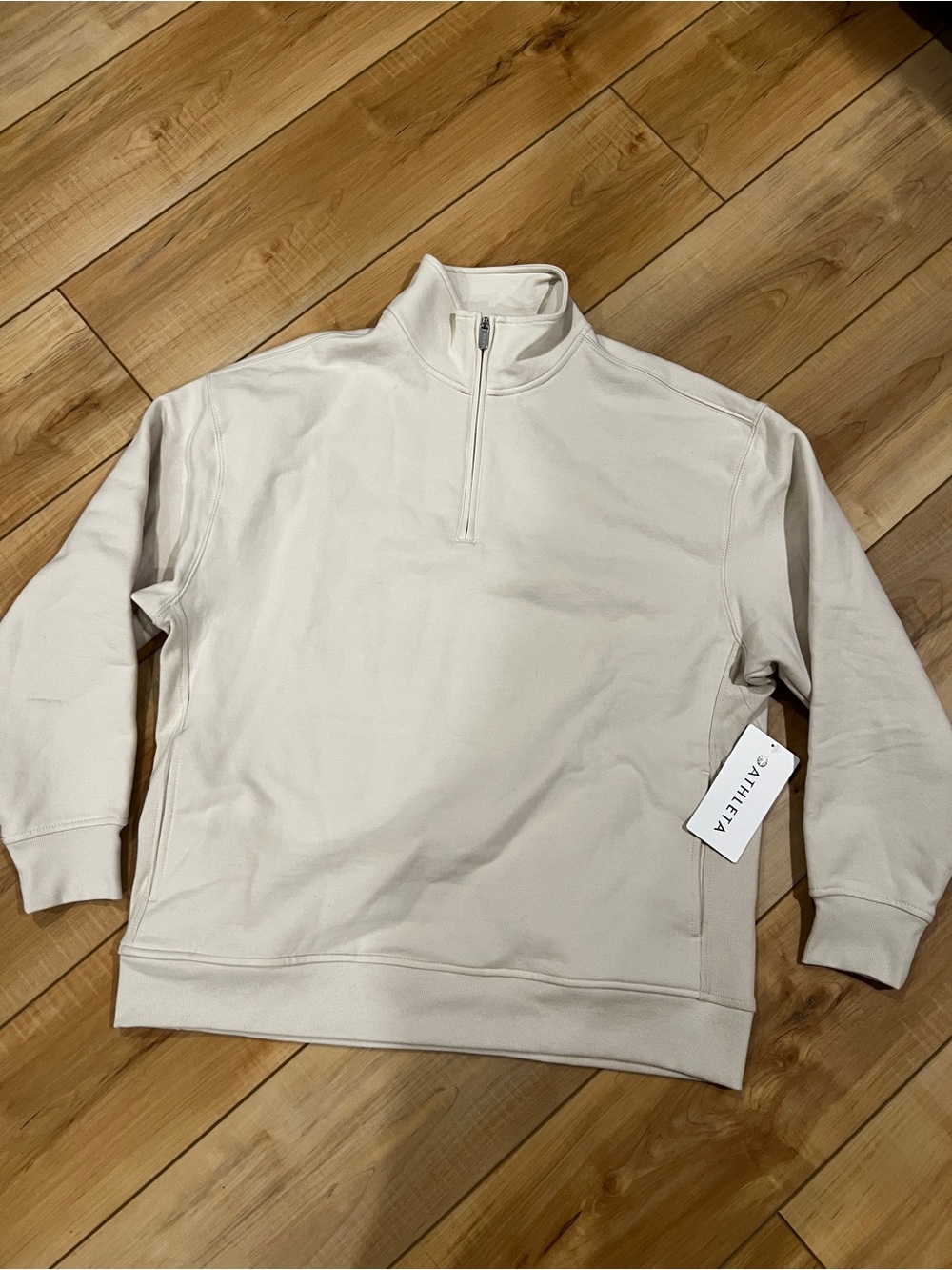 Athleta Forever Fleece 1/4 Zip Sweatshirt  Women’s Medium Bone